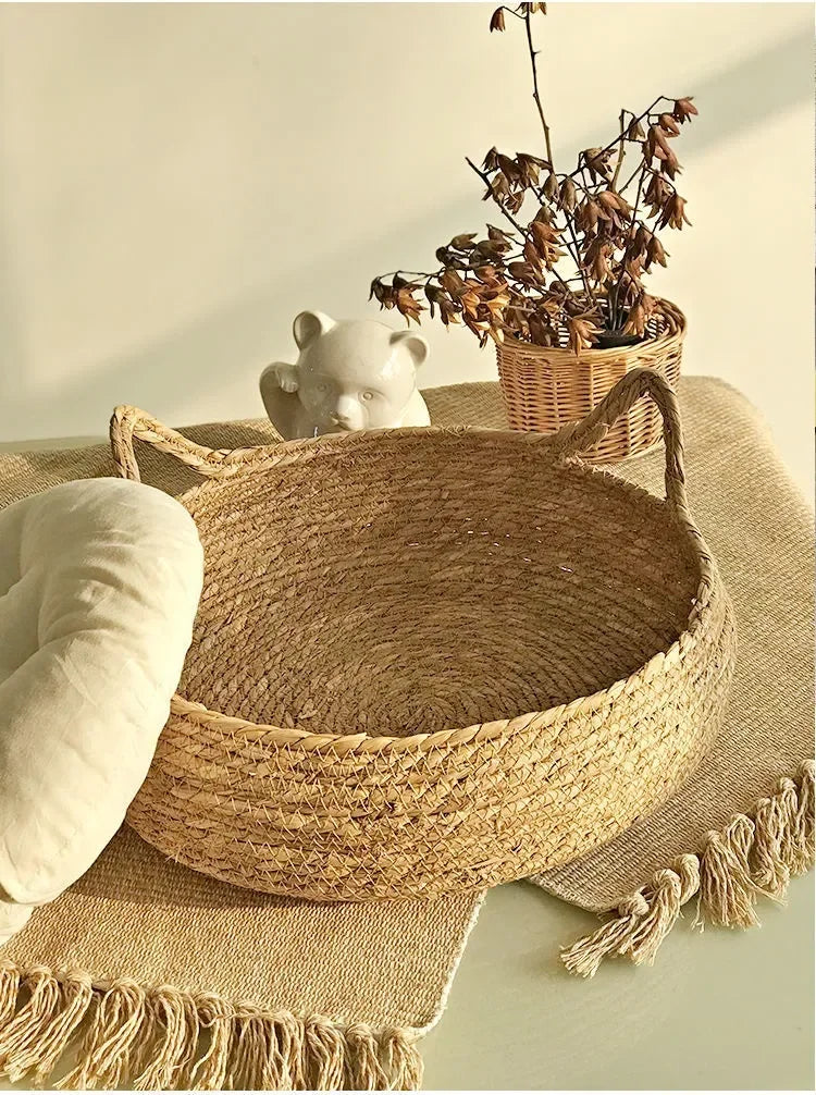 Pure hand-woven rattan cat nest four seasons universal warm pad removable washable winter pet supplies