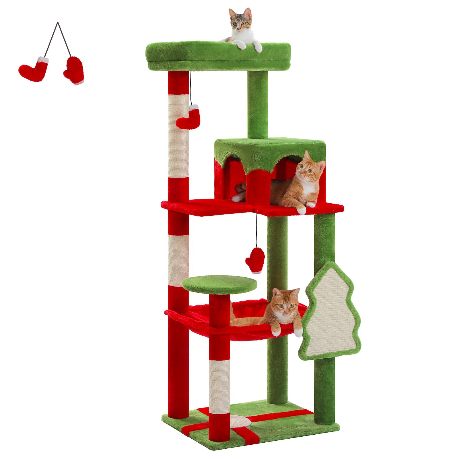 Cat Tree for Indoor Cats 5-Level Cat Tower for Large Cats with Large Hammock Sisal Covered Scratching Posts Cozy Condo Top Perch