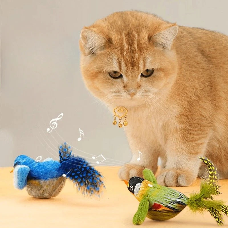 Indoor Interactive Birds Toy for Cat Chasing Teasing Toy Sounding Catnip Cat Teaser Toy Self-hilarity Wall Hanging Birds Cat Toy