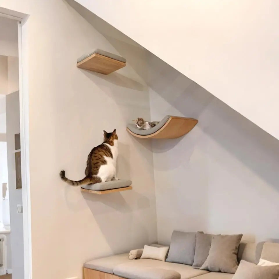Cat Climbing Shelves Wall Mounted Cat Tree Tower Scratching Posts Hammock Hiding House Perches Ladder Cats Gym Pet Supplies Toy