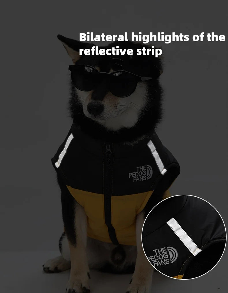 Medium and large dog clothes in autumn and winter, keep warm and thick dog cotton-padded clothes can pull pet clothing