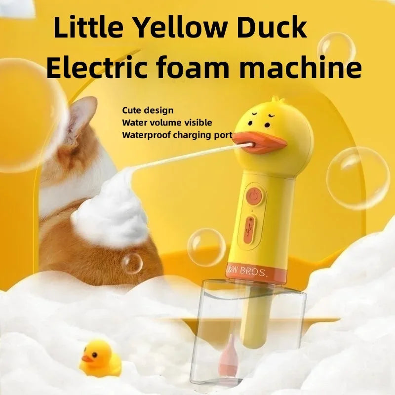 Yellow Duck Pet Cleaning Bathing Electric Foam Machine Usb Charging Automatic Soap Dispenser Foam Pet Accessories