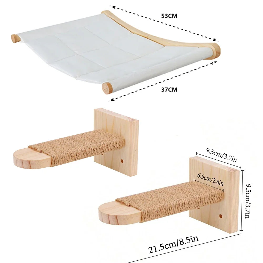 Cat Climbing Shelves Wall Mounted Cat Tree Tower Scratching Posts Hammock Hiding House Perches Ladder Cats Gym Pet Supplies Toy