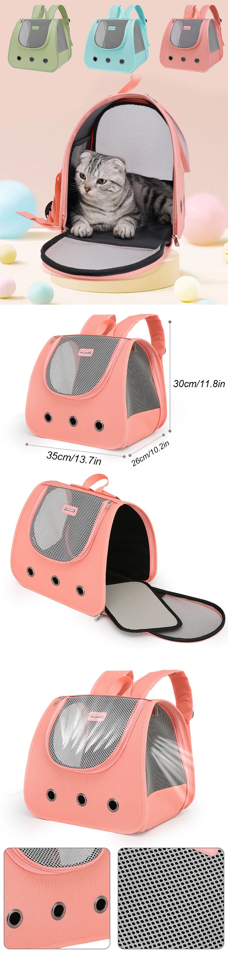 Outdoor Travel Cat Backpack Supplies Portable foldable double shoulder cat bag breathable puppy backpack fashionable and pet bag