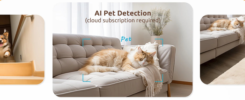 Pet Camera 2K, 360° Indoor Security Camera, Dog Camera with Phone App, PTZ Cameras for Home Security Indoor, No plug