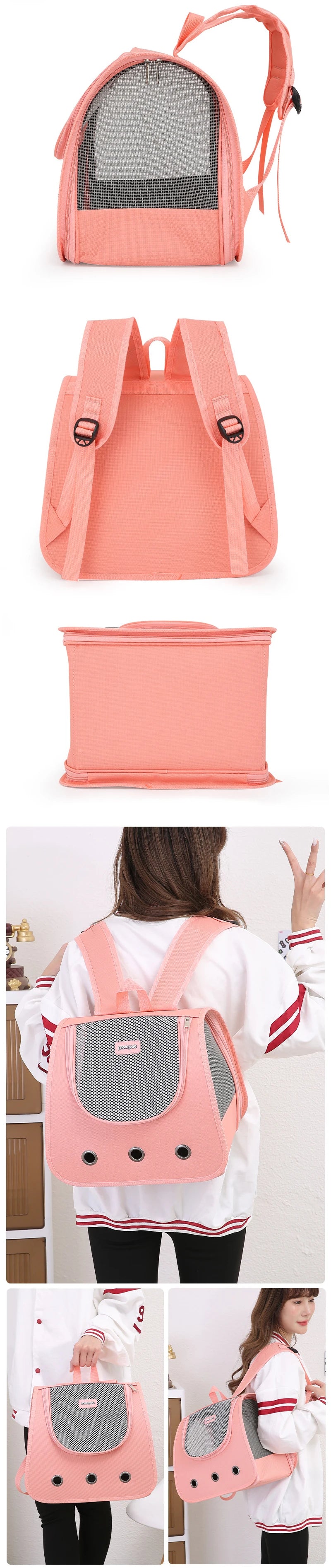 Outdoor Travel Cat Backpack Supplies Portable foldable double shoulder cat bag breathable puppy backpack fashionable and pet bag