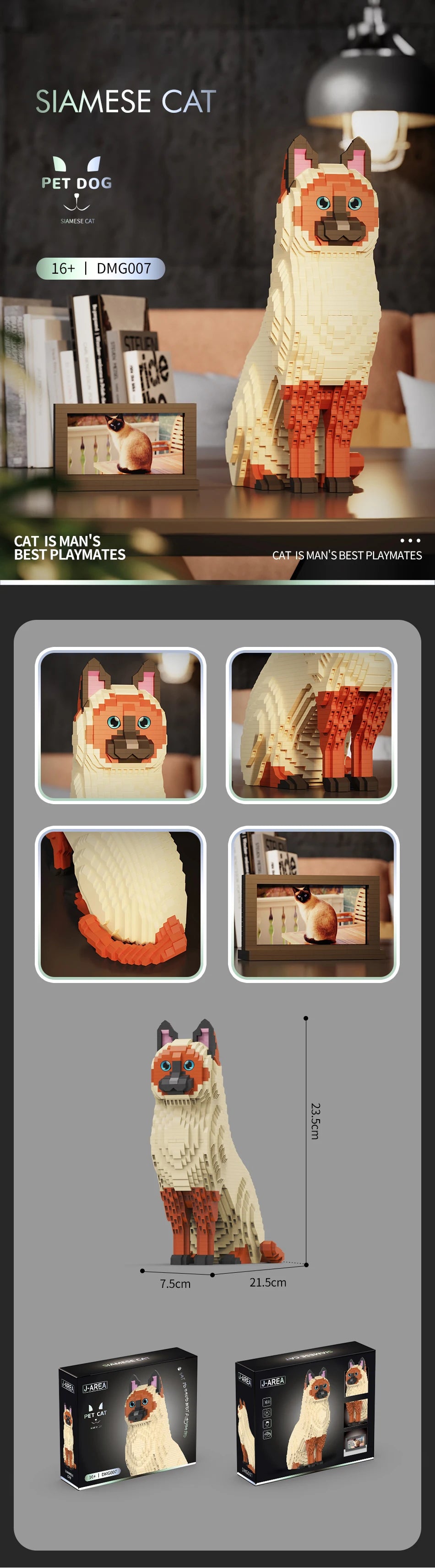 2000+PCS Large Pet Toys Mini Bricks Blocks Sets Adult Building Blocks Dog&Cat Animals Models Gifts Sets Decorations