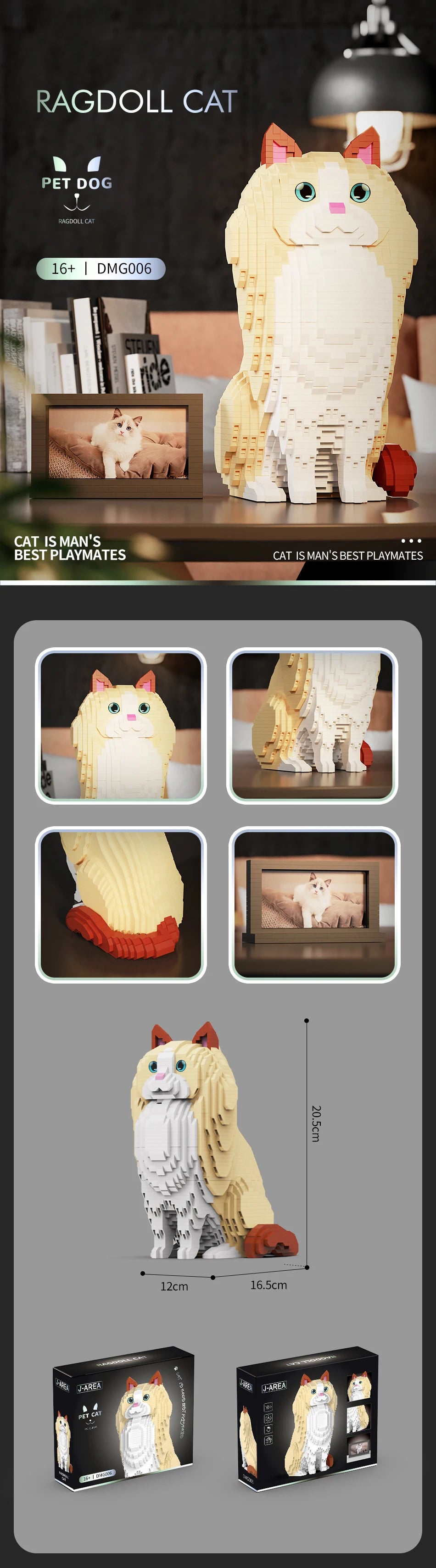 2000+PCS Large Pet Toys Mini Bricks Blocks Sets Adult Building Blocks Dog&Cat Animals Models Gifts Sets Decorations