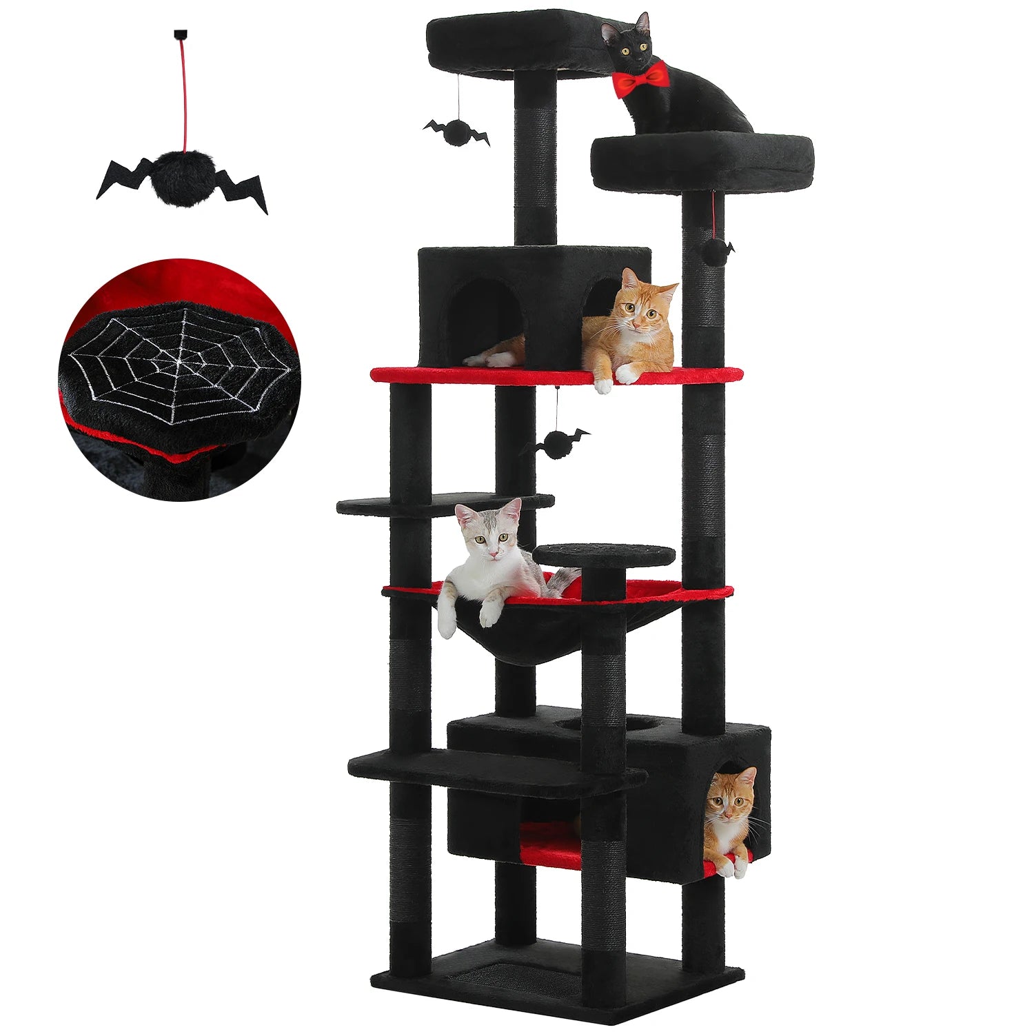 Large Cat Tree and Tower for Indoor Cats With Sisal-Covered Scratching Posts Spacious Hammock Padded Perches and Condos Cat Toys