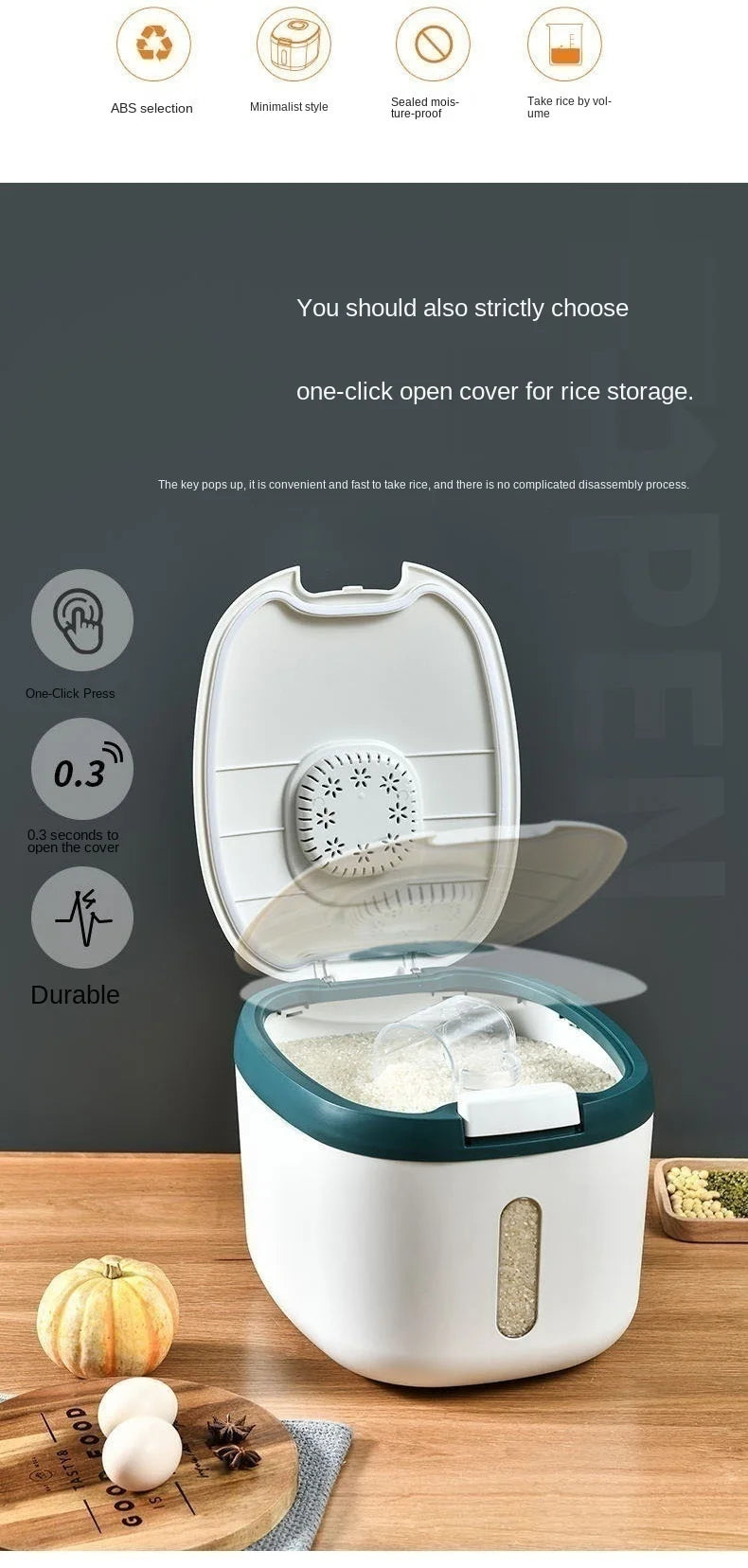 Kitchen Container 5KG 10KG Bucket Nano Insect-Proof Moisture-Proof Rice Box Grain Sealed Jar Home Storage Pet Dog Food Store Box