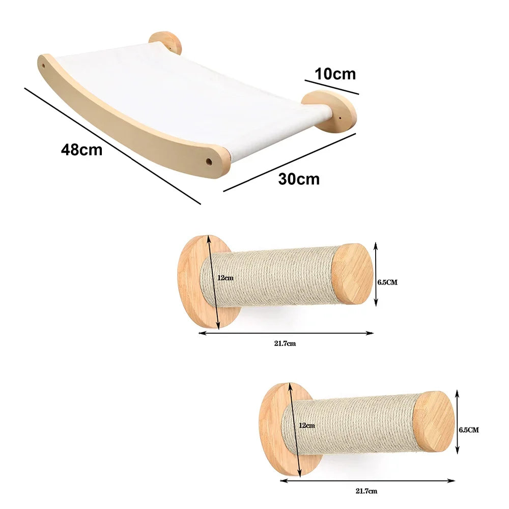 Cat Climbing Shelves Wall Mounted Cat Tree Tower Scratching Posts Hammock Hiding House Perches Ladder Cats Gym Pet Supplies Toy