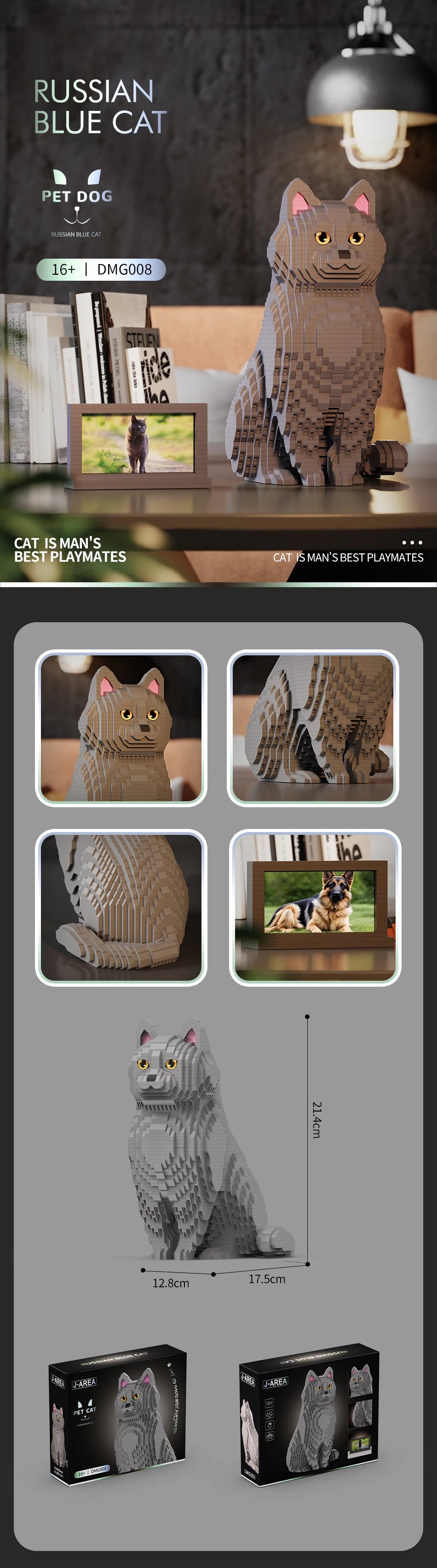 2000+PCS Large Pet Toys Mini Bricks Blocks Sets Adult Building Blocks Dog&Cat Animals Models Gifts Sets Decorations