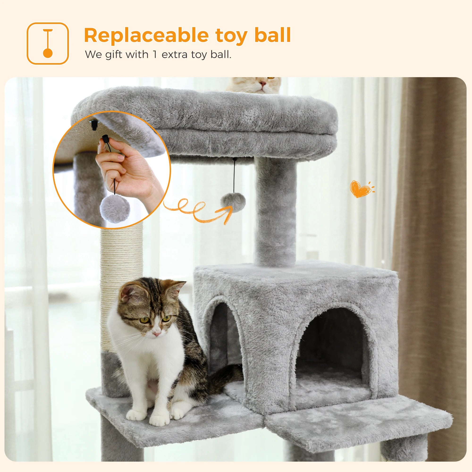 Cat Tree for Indoor Cats 5-Level Cat Tower for Large Cats with Large Hammock Sisal Covered Scratching Posts Cozy Condo Top Perch