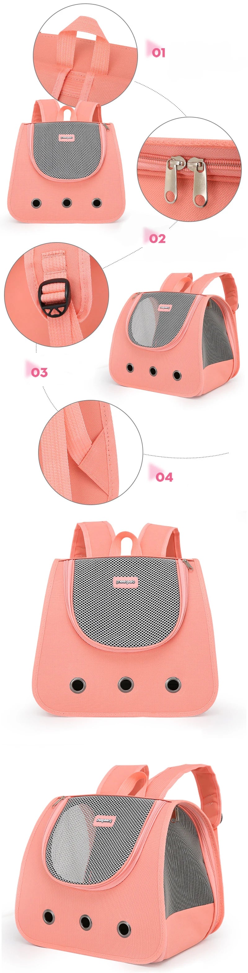 Outdoor Travel Cat Backpack Supplies Portable foldable double shoulder cat bag breathable puppy backpack fashionable and pet bag