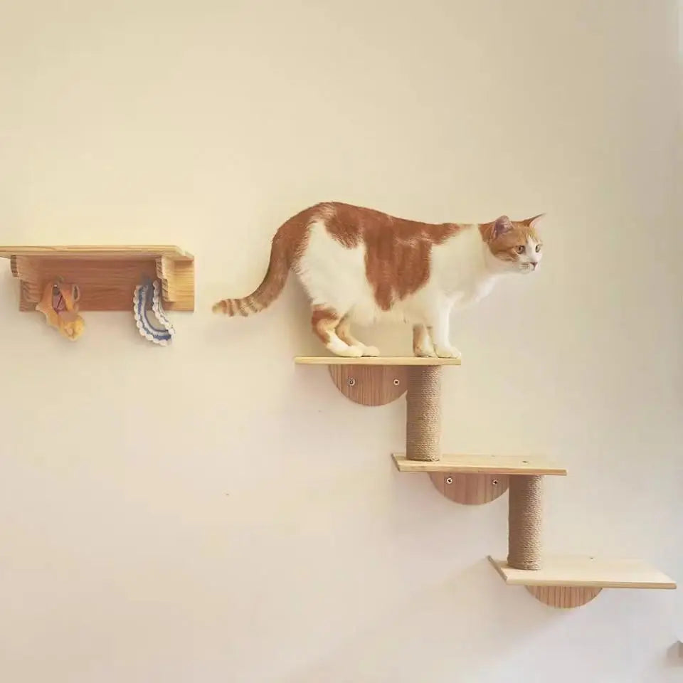 Cat Climbing Shelves Wall Mounted Cat Tree Tower Scratching Posts Hammock Hiding House Perches Ladder Cats Gym Pet Supplies Toy