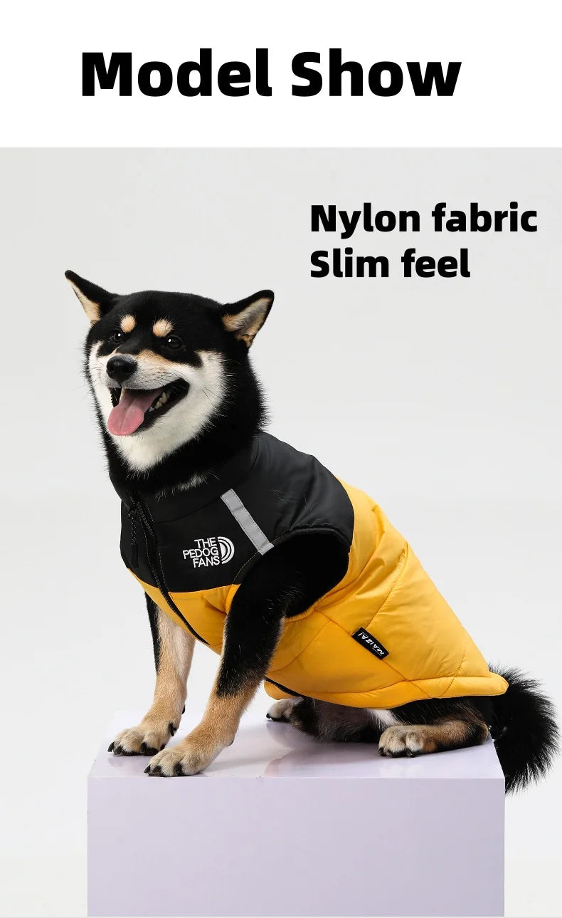 Medium and large dog clothes in autumn and winter, keep warm and thick dog cotton-padded clothes can pull pet clothing