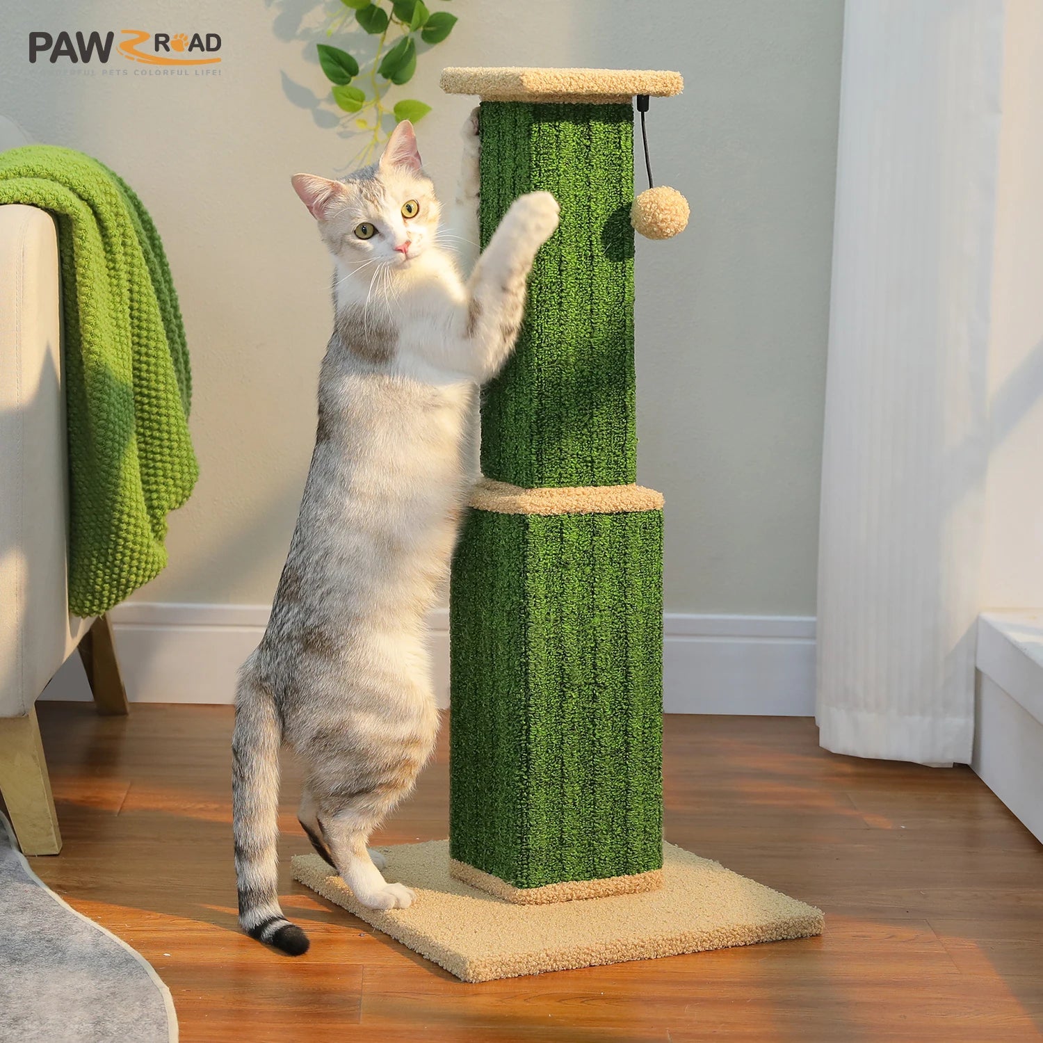 Large Cat Scratching Post for Indoor Cats Adults Ultimate Scratch Post with Woven Sisal Dangling Ball Tall Cat Scratcher Cat Toy