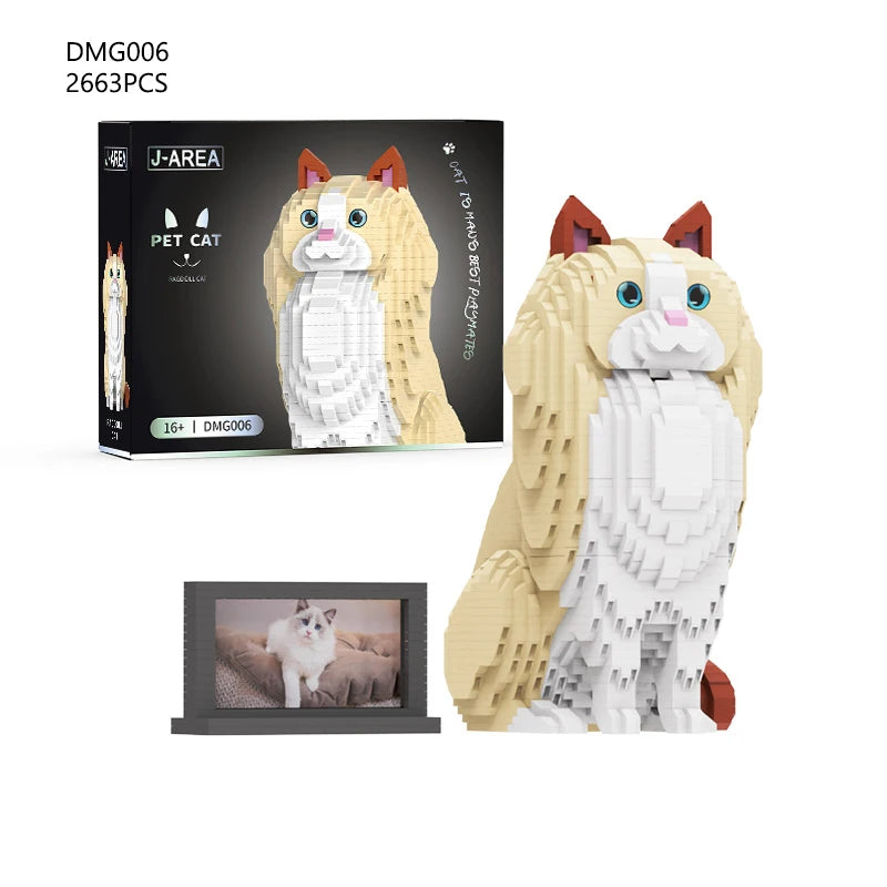 2000+PCS Large Pet Toys Mini Bricks Blocks Sets Adult Building Blocks Dog&Cat Animals Models Gifts Sets Decorations