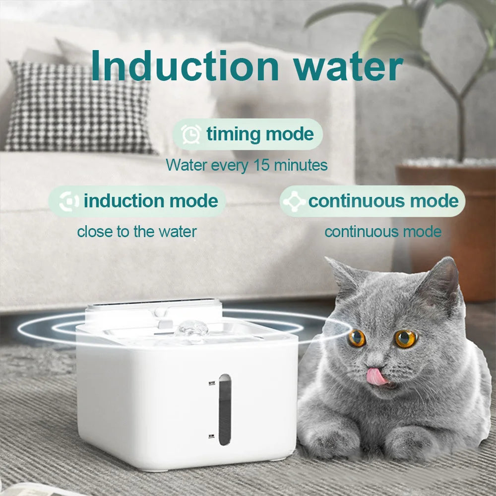 Pet Water Fountain Filter, Wireless Sensor Drinker, Pet Feeder for Cat and Dog, Water Dispenser, Auto Drinking Fountain