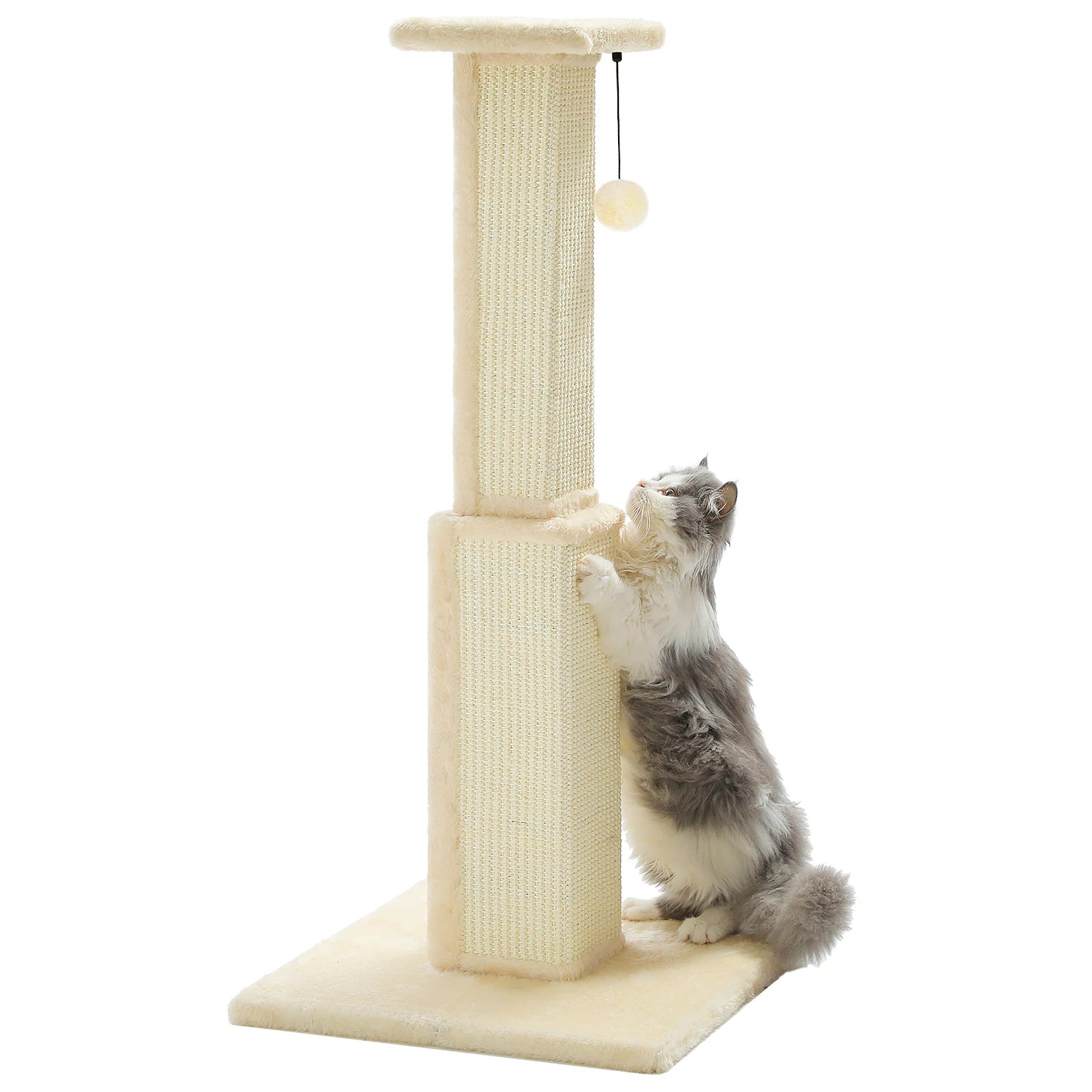Large Cat Scratching Post for Indoor Cats Adults Ultimate Scratch Post with Woven Sisal Dangling Ball Tall Cat Scratcher Cat Toy